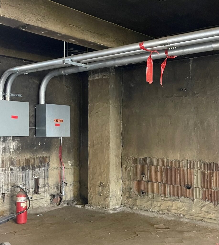 Main power feed into basement from street.