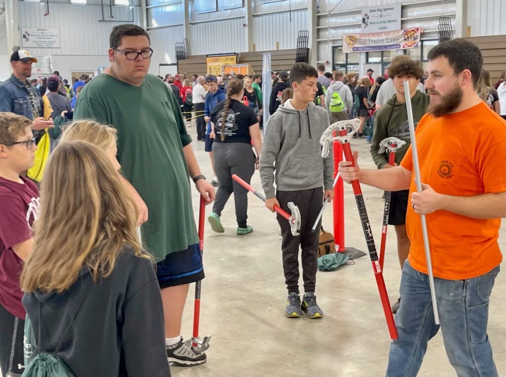 Conduit bending demonstration at Mahoning Valley Skilled Trades Expo.