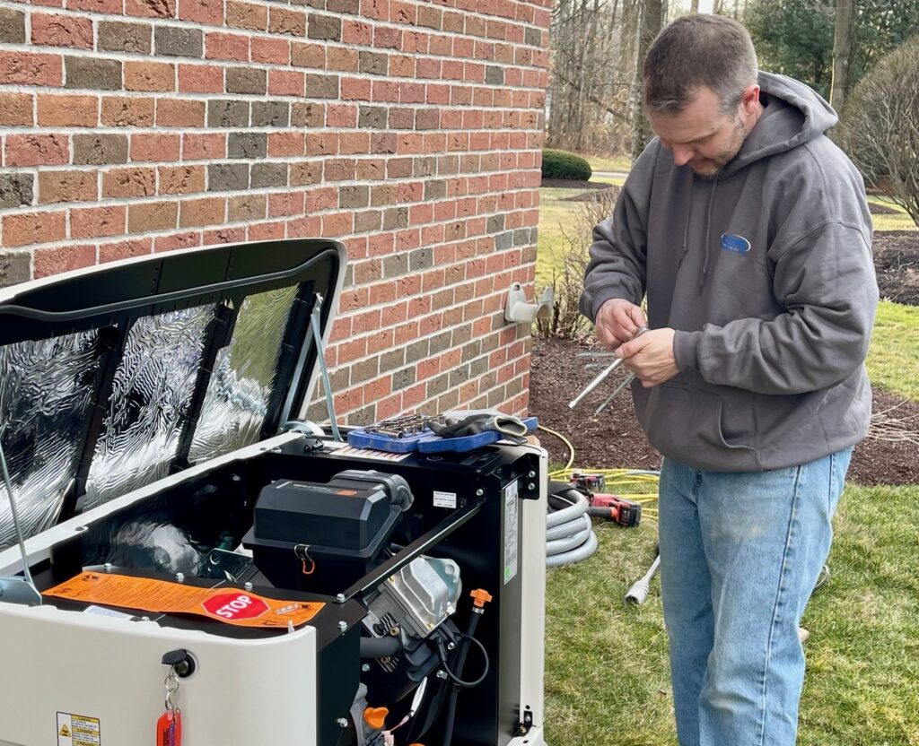 Becdel Controls installing generator at a home in Warren.